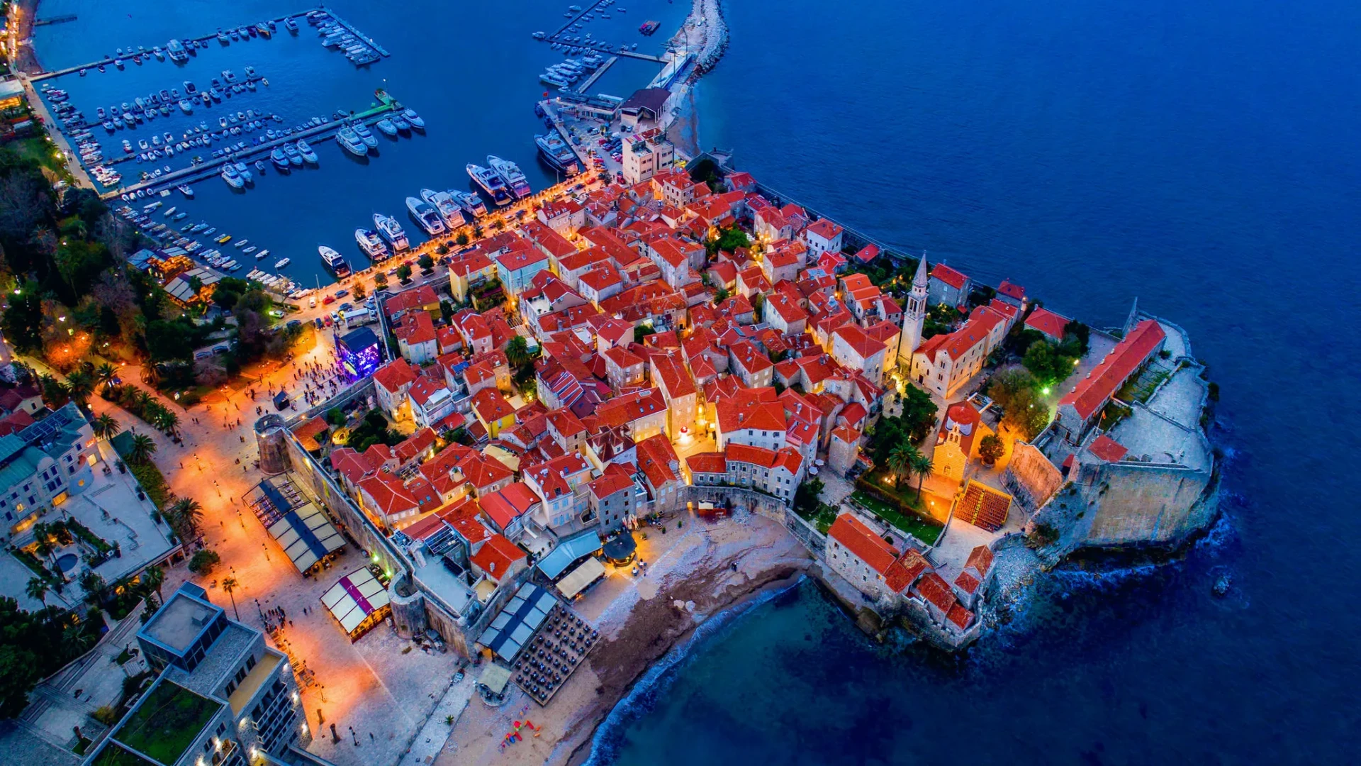 Wonderful Panoramic View of Budva’s Coastline and Historic Old Town