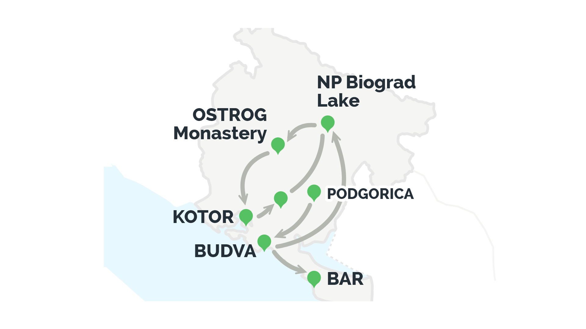 Montenegro's Majestic Wonders: An 11-Day Journey of Discovery Map